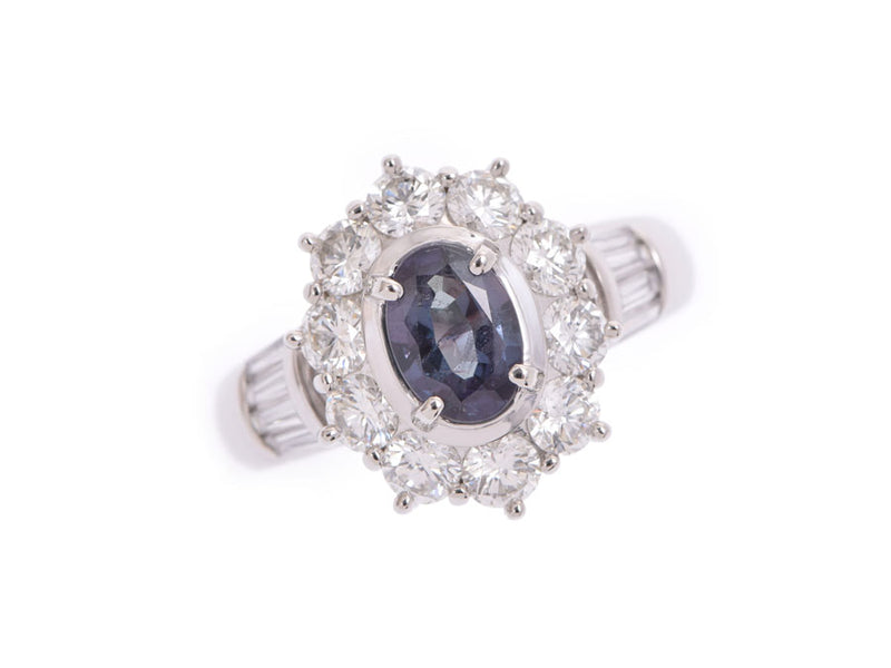 PT900 ring Alexandrite 0.65ct diamond 1.32ct 8.5 G
