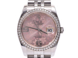 Rolex Datejust Pink Flower Dial 116244 V Men's SS/WG Bezel Diamond Automatic Watch A Rank Good Condition ROLEX Gala Used Ginzo