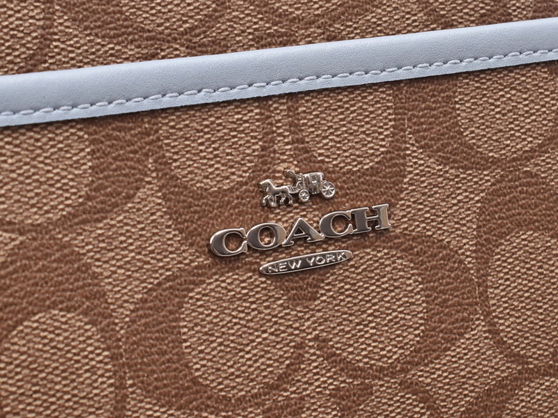 Coach Shoulder Bag Beige/Light Blue F29210 Ladies PVC/Leather Outlet Unused Good Condition COACH Used Ginzo