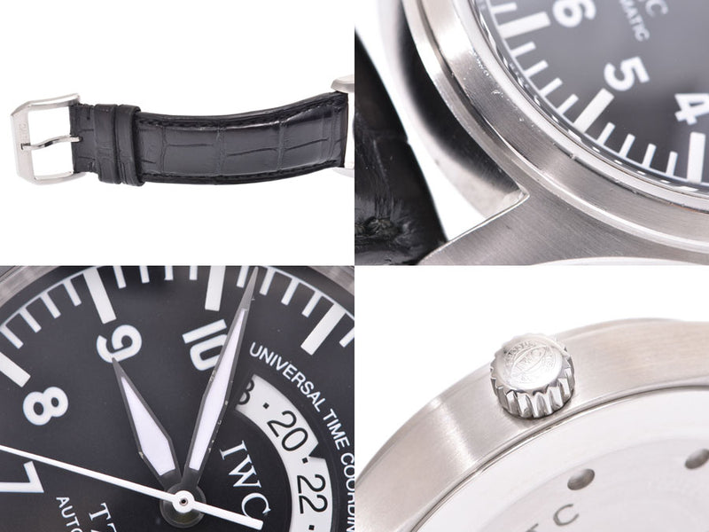 IWC Freeger UTC Black Dial IW3521-001 Men's SS/Leather Automatic Winding Watch AB Rank Beauty Used Ginzo