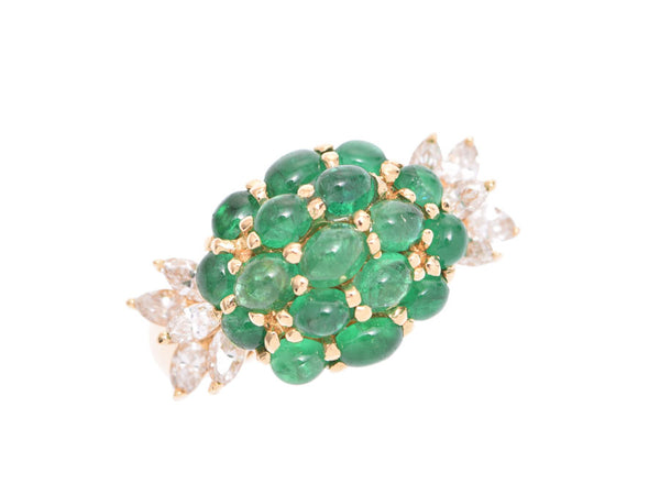 18K Ring Emerald 2.58ct Diamond 0.64ct 7.9g #9.5 Ring A Rank Beauty Used Ginzo
