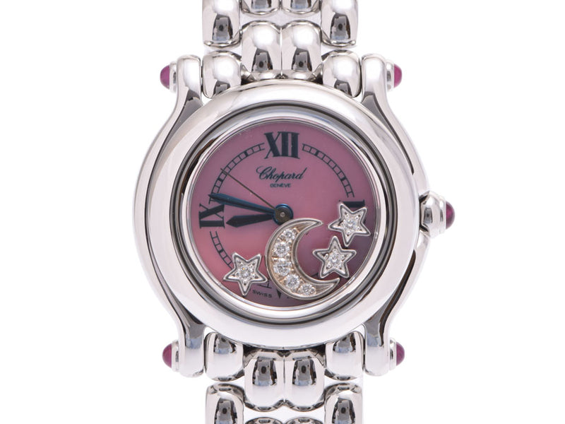 Chopard Chopard Happy Sport 3P Star 1P Moon 27/8250 Ladies SS/Diamond Watch Quartz Pink Shell Dial A Rank Used Ginzo