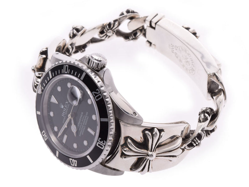 Rolex / chrome Hertz submarina lindera board 16800 men's SS/SV self-winding watch clock B rank ROLEX/CHROME HEARTS used silver storehouse