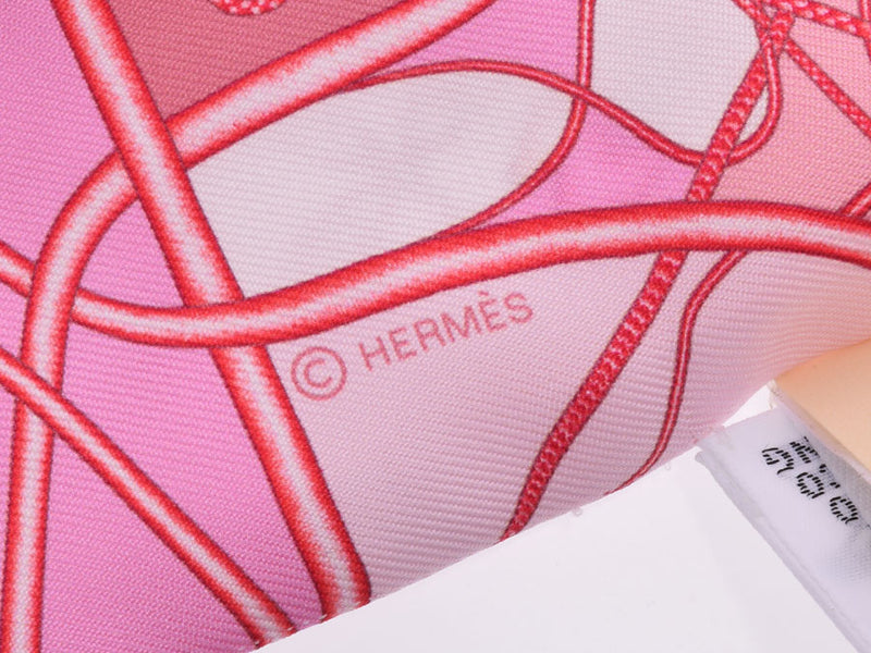 爱马仕扭曲粉红色女士丝绸 100% 未使用的美容 HERMES 盒二手银藏
