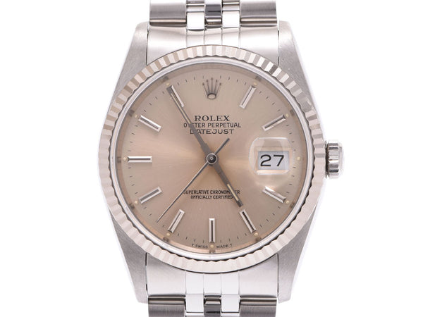 Rolex Datejust Silver Dial 16234 X Men's WG/SS Automatic Watch A Rank ROLEX Used Ginzo