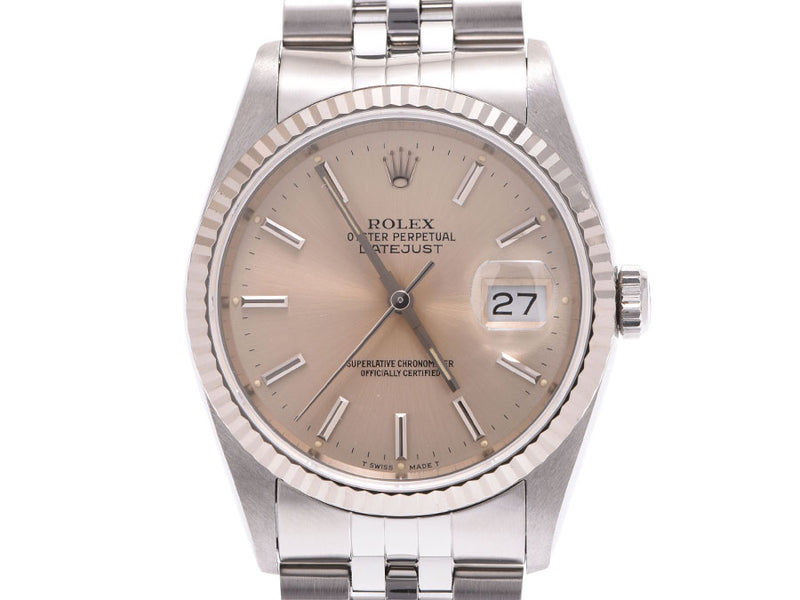 ロレックス デイトジャスト シルバー文字盤 16234 X番 メンズ WG/SS 自動巻 時計 Aランク ROLEX 中古 銀蔵 – 銀蔵オンライン