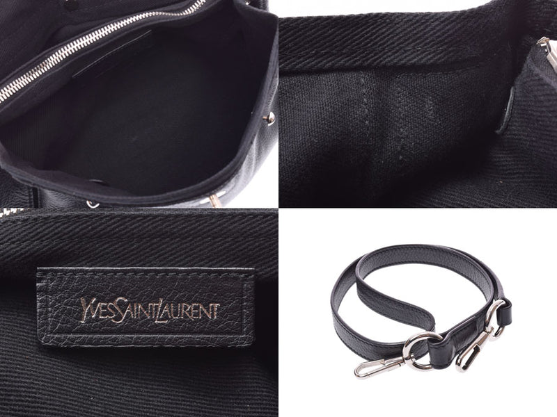 Yves Saint-Laurent Muses toe black SV metal fittings Lady's calf 2WAY handbag B rank YVES SAINT LAURENT used silver storehouse