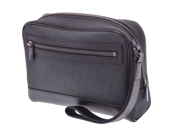 Dunhill second bag black men PVC/ calf A rank beauty product DUNHILL used silver storehouse