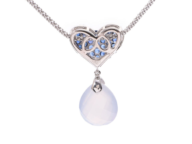 Necklace Womens K18WG Sapphire 0.90 CT chalcedony 6.0 G A Rank beauty goods UGL identification book used silver stock
