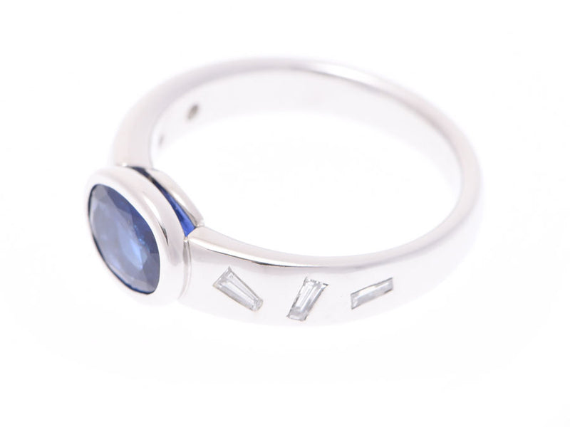 Ring #15 Ladies Men K18WG Sapphire 1.24ct Diamond 0.35ct 6.8g Ring A Rank Good Condition UGL Identification Book Used Ginzo