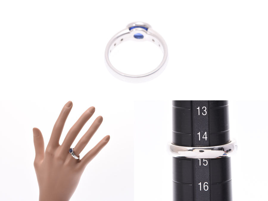 Ring #15 Ladies Men's K18WG Sapphire 1.24CT Diamond 0.35ct