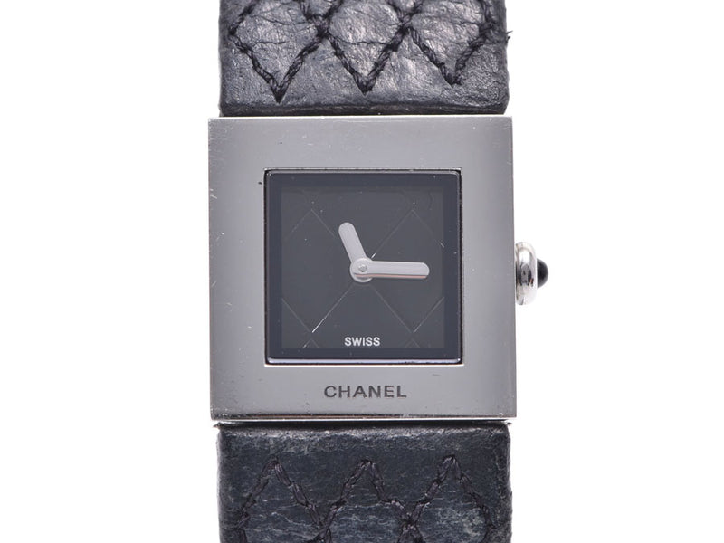 Chanel matelasse lindera board Lady's SS leather quarts watch AB rank CHANEL used silver storehouse