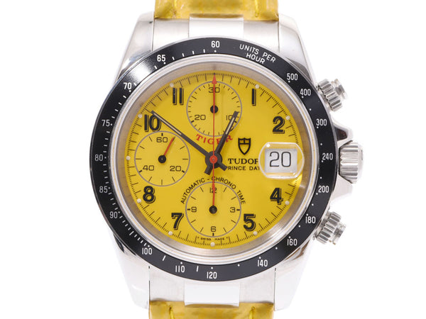 帝陀Chronotime Tiger Deadstock Yellow Dial 79260 Men's SS / Leather Automatic Watch A Rank Good Condition TUDOR Gala二手的Ginzo