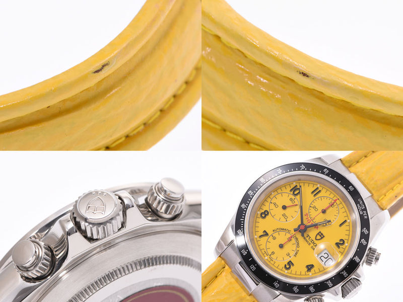 Chrono time tiger dead stock yellow dial 79260 men's SS / Leather Automatic Watch