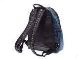 MCM backpack black / blue studs men gap Dis PVC rucksack-free beautiful article used silver storehouse