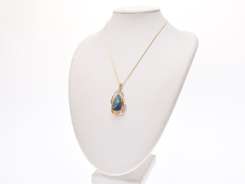 K18/Border Opal/Diamond Necklace