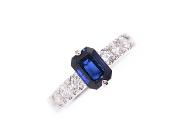 戒指女士PT900蓝宝石1.19ct钻石0.34CT5.5g#7.5环a级美容用品用银股票
