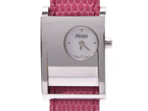 Fendi 5300L壳牌角色地方女士SS /皮革等级时钟AB级FENDI替换带使用银器