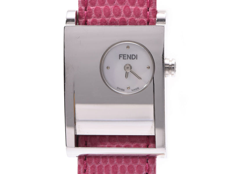 Fendi 5300L Shell Dial Ladies SS/Leather Quartz Watch AB Rank FENDI Replacement Belt Used Ginzo