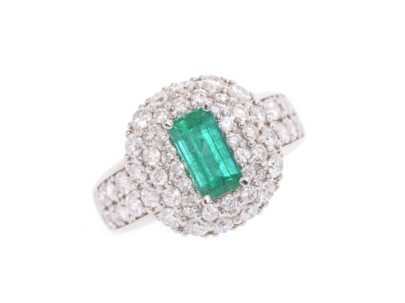 Others Emerald 0.95ct Diamond 1.35ct No. 12 Ladies Pt900 Platinum Ring/Ring A Rank Used Ginzo
