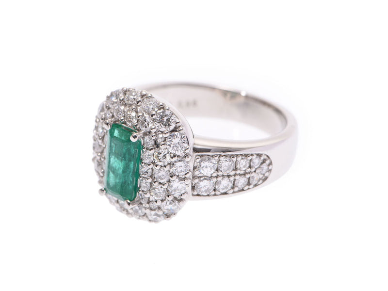 Others Emerald 0.95ct Diamond 1.35ct No. 12 Ladies Pt900 Platinum Ring/Ring A Rank Used Ginzo