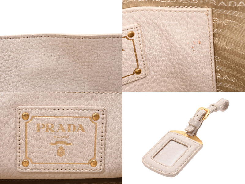 Prada Tote Bag Ivory Ladies Calf AB Rank PRADA Used Ginzo