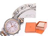 Hermes Clipper Chrono Pink Shell Dial CL1.321 Ladies GP/SS Quartz Watch AB Rank HERMES Box Used Ginzo