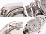 ROLEX Rolex date just 10P diamond 179179G lady's K18WG watch self-winding watch silver clockface A rank used silver storehouse