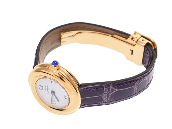 卡地亚（Cartier）Must Trinity White Dial W1010844 Men's GP / Leather Quartz Watch AB Rank CARTIER Gala Used Ginzo