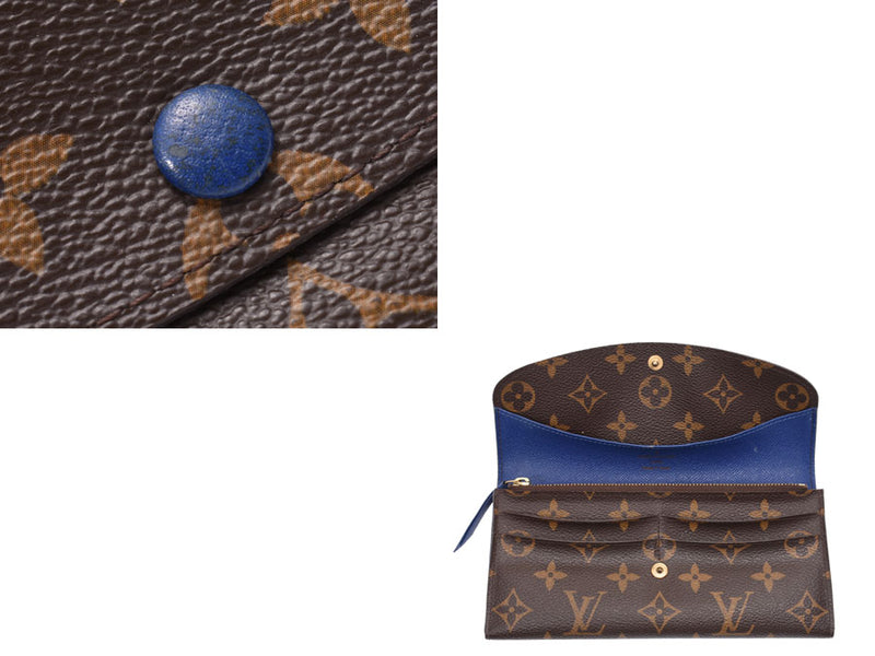 Louis Vuitton Monogram Portofeuille Emily Old Blue M60138 Men's Women's Genuine Leather AB Rank LOUIS VUITTON Used Ginzo