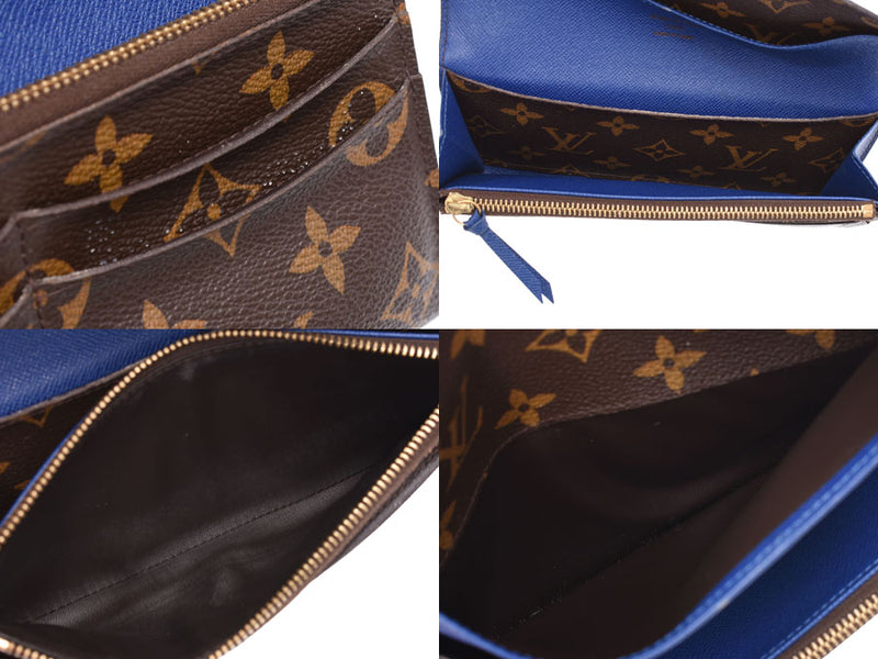 Louis Vuitton Monogram Portofeuille Emily Old Blue M60138 Men's Women's Genuine Leather AB Rank LOUIS VUITTON Used Ginzo