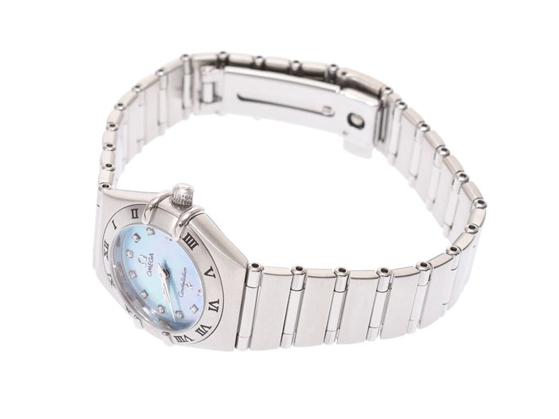 Omega Constellation Mini 1562.85p Diamond Blue Shell Dial Ladies SS quartz watch