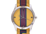 GUCCI Gucci G Timeless 126.4 Men's Nylon/SS Watch Quartz Yellow/Bordeaux Dial AB Rank Used Ginzo