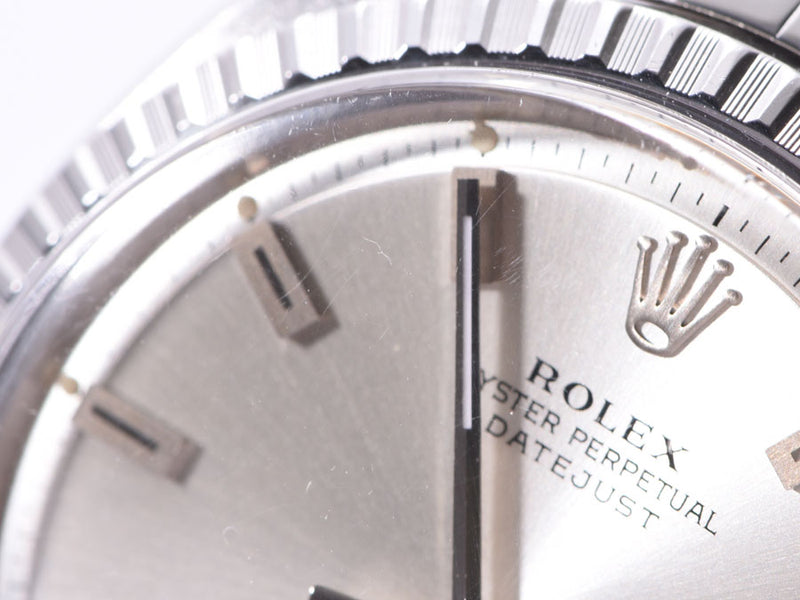 ROLEX Rolex date just 1603 men's SS watch self-winding watch silver clockface AB rank used silver storehouse