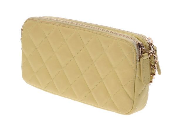 Chanel Matrasse Chain Clutch Bag Yellow G Hardware Ladies Lambskin AB Rank CHANEL Used Ginzo