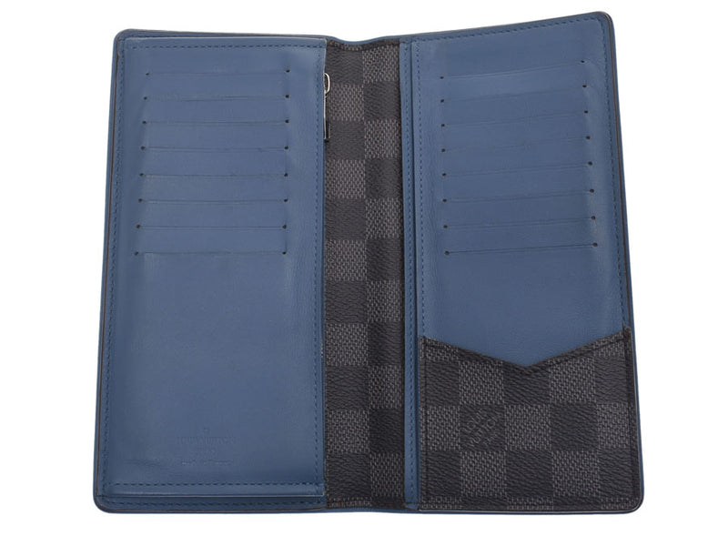 Louis Vuitton Grfitt Portofoiyubraza Neptune N63266 Men's Genuine Leather Long Wallet AB Rank LOUIS VUITTON Used Ginzo