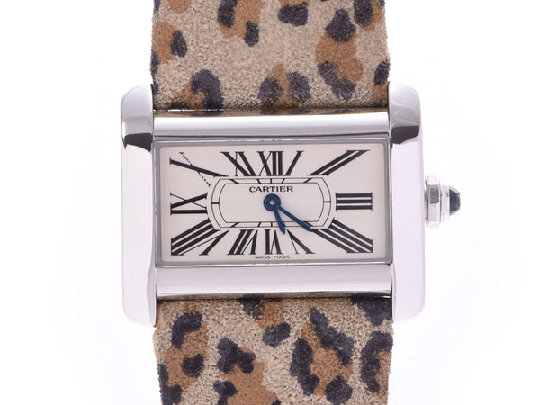 CARTIER Cartier Mini-Ivan Ladies SS/Leather Watch Quartz Ivory Dial AB Rank Used Ginzo