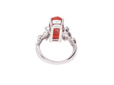 Ring #12 Ladies PT900 Coral Diamond 0.10ct 9.6g Ring A Rank Good Condition Used Ginzo