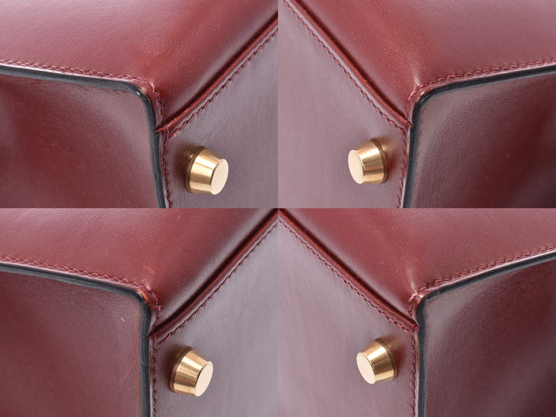 爱马仕爱马仕凯利32外缝Rouge脂灰x金配件f f加盖(大约2002年)妇女盒围巾2way袋使用
