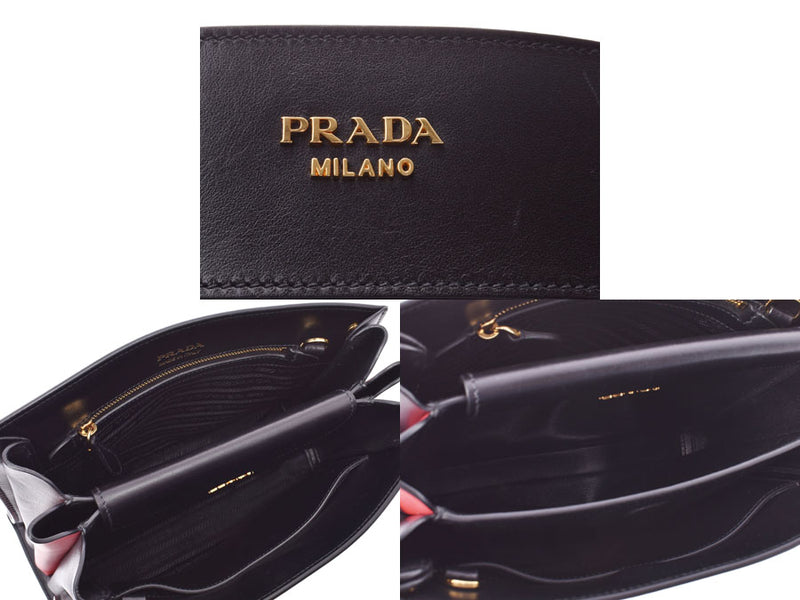 Prada, shoulder bag, black G goldware, 1BC034, ladies' curve A rank, beauty PRADA Galla, used silverware