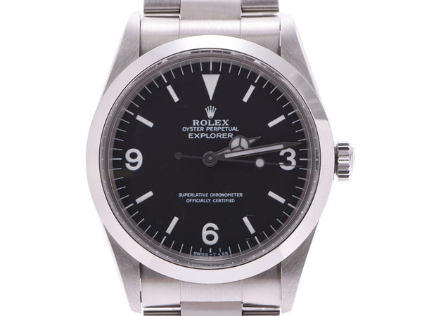 ROLEX Rolex Explorer 1 1016 Menz SS watch: black, literally, black, black A-rank used silver