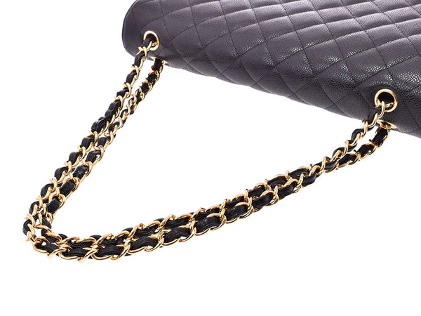 CHANEL mattrasset chain shoulder bag black G metal fittings ladies caviar skin a rank beauty goods CHANEL used silver