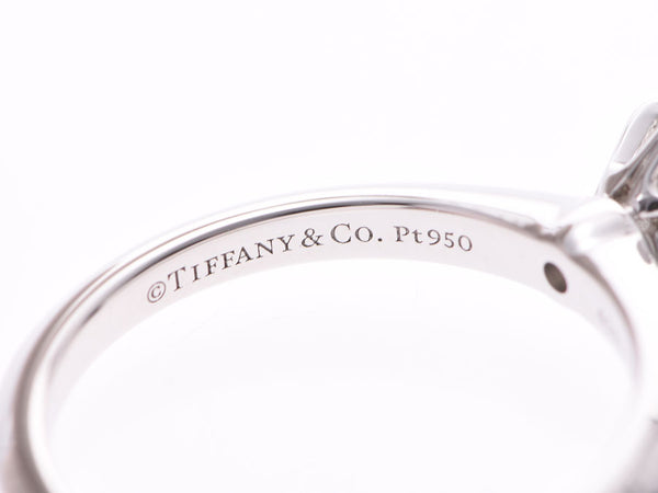 Tiffany1粒钻石#8.5女士PT950钻石0.25CT H-VVS2-3EX3.6g戒指a级美容TIFFANY&Co盒证书使用银证书