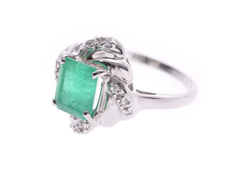 Ring #12 Ladies PT900 Emerald 1.51ct Diamond 1.51ct 4.8g. A-rank, A-Rank, Mihon Chushoginzo