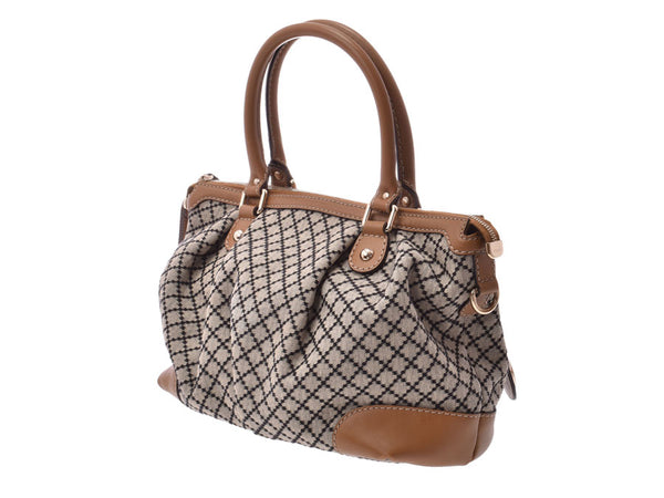 Gucci Sookie 2WAY Handbag Diamante Beige/Light Brown Women's Canvas/Calf AB Rank GUCCI Strap With Used Ginzo