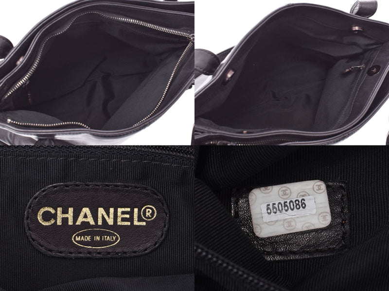 Chanel Cocomark Tote Bag Black Ladies Lambskin B Rank CHANEL Used Ginzo