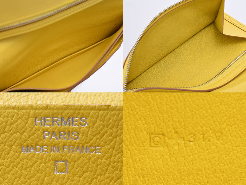 Hermes Bairns Flemmi mozzarella palladium hardware Q stamped men's ladies alligator mat long wallet A Rank beauty goods HERMES silver used
