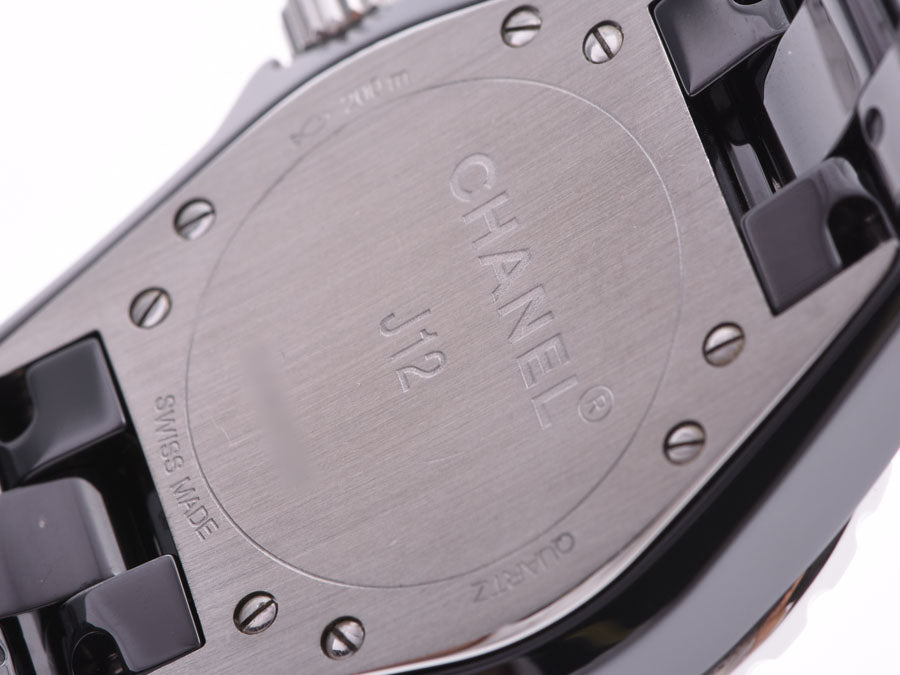 シャネル J12 33mm 黒文字盤 12Pダイヤ H1625 メンズ レディース 黒