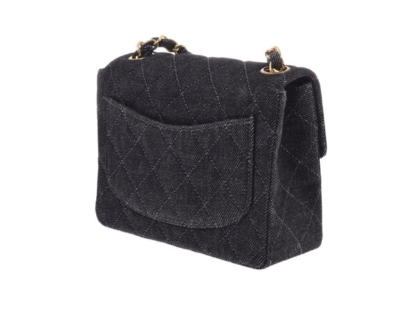 Chanel Minimatrasse Chain Shoulder Bag Black G Hardware Ladies Denim A Rank CHANEL Gala Used Ginzo