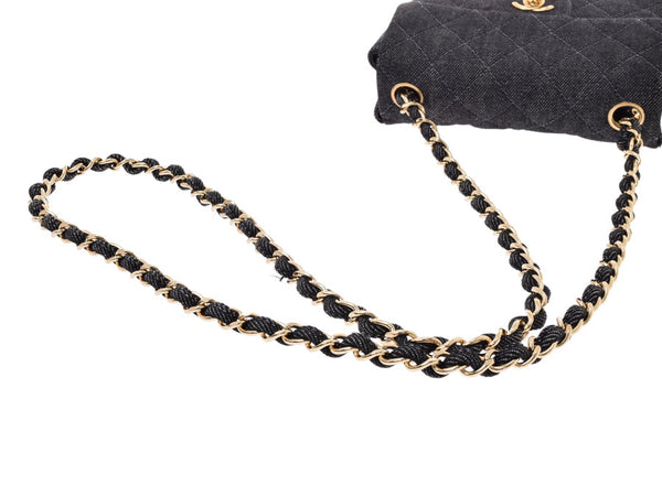 香奈儿（Chanel）Minimatrasse链条单肩包黑色G硬件女士牛仔布A Rank CHANEL Gala二手的Ginzo